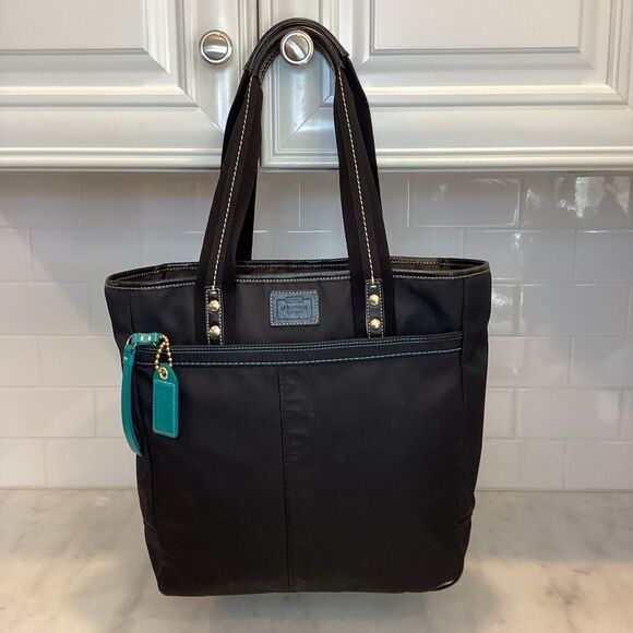 Coach Black Sateen Hampton Shopper Weekend Tote - Picture 1 of 14